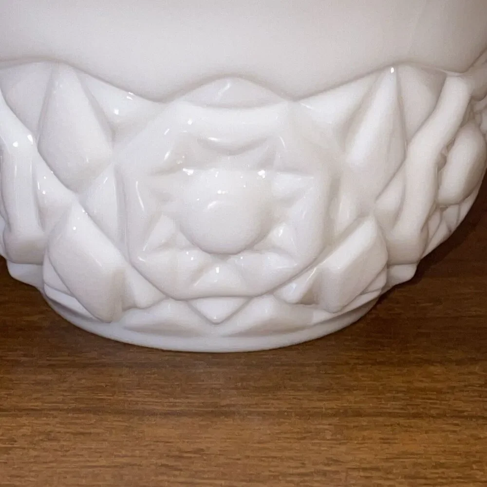 Vintage Pair Fostoria Milk Glass Teacup Rosby Winburn Pattern